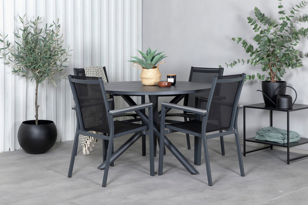 Venture Design Alma & Parma Matbord ⌀120 + Matstolar Svart
