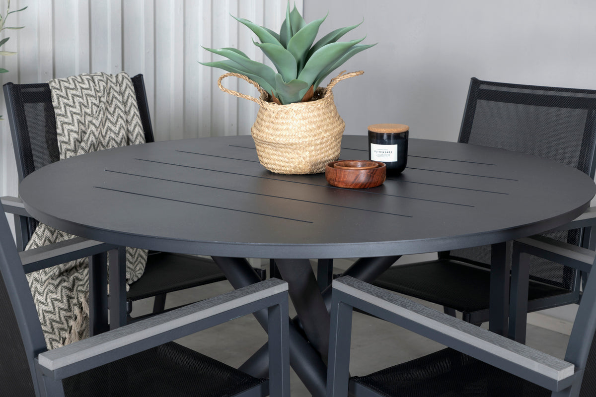 Venture Design Alma & Parma Matbord ⌀120 + Matstolar Svart