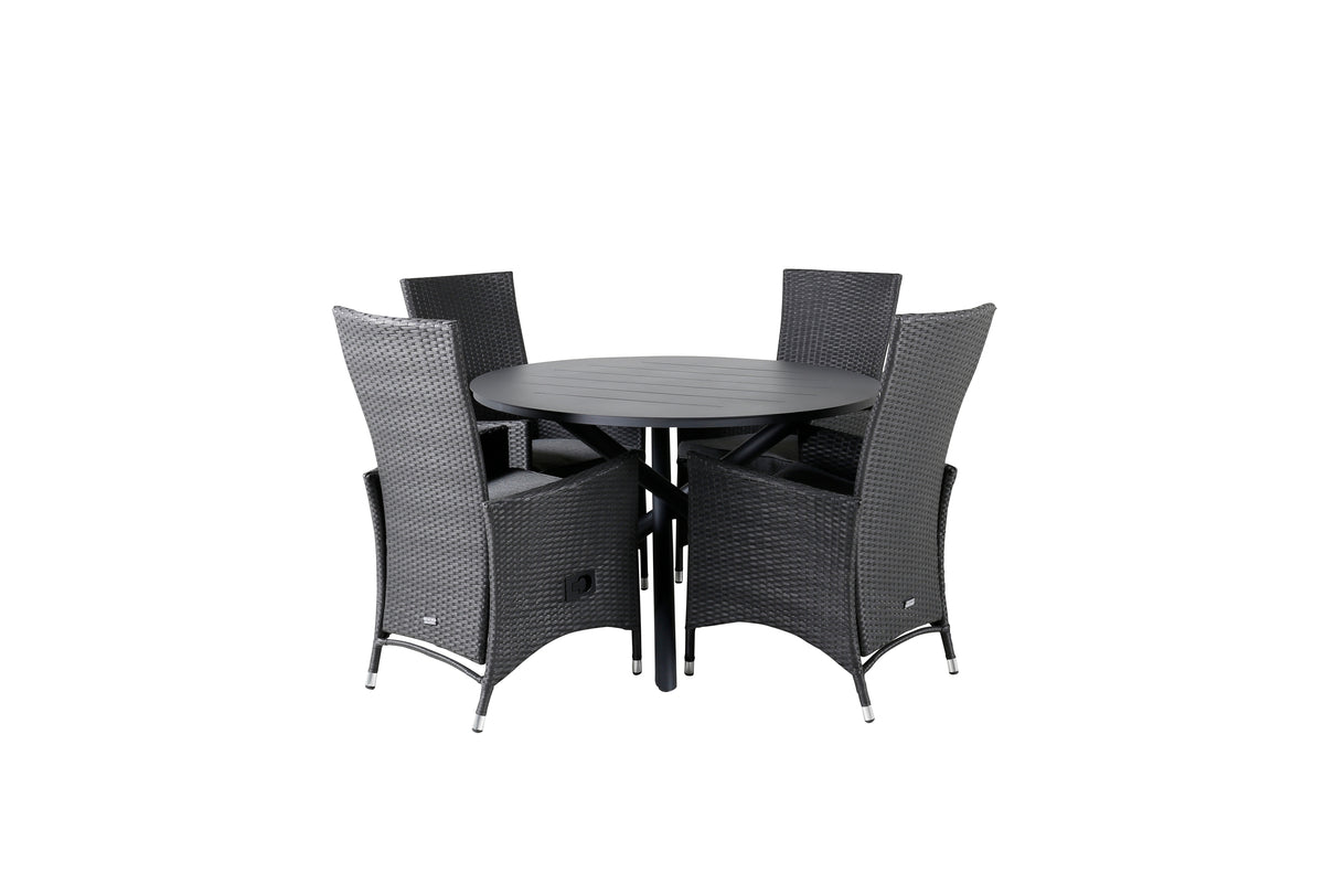 Venture Design Alma & Padova Matbord ⌀120 + Reclinerstolar Svart