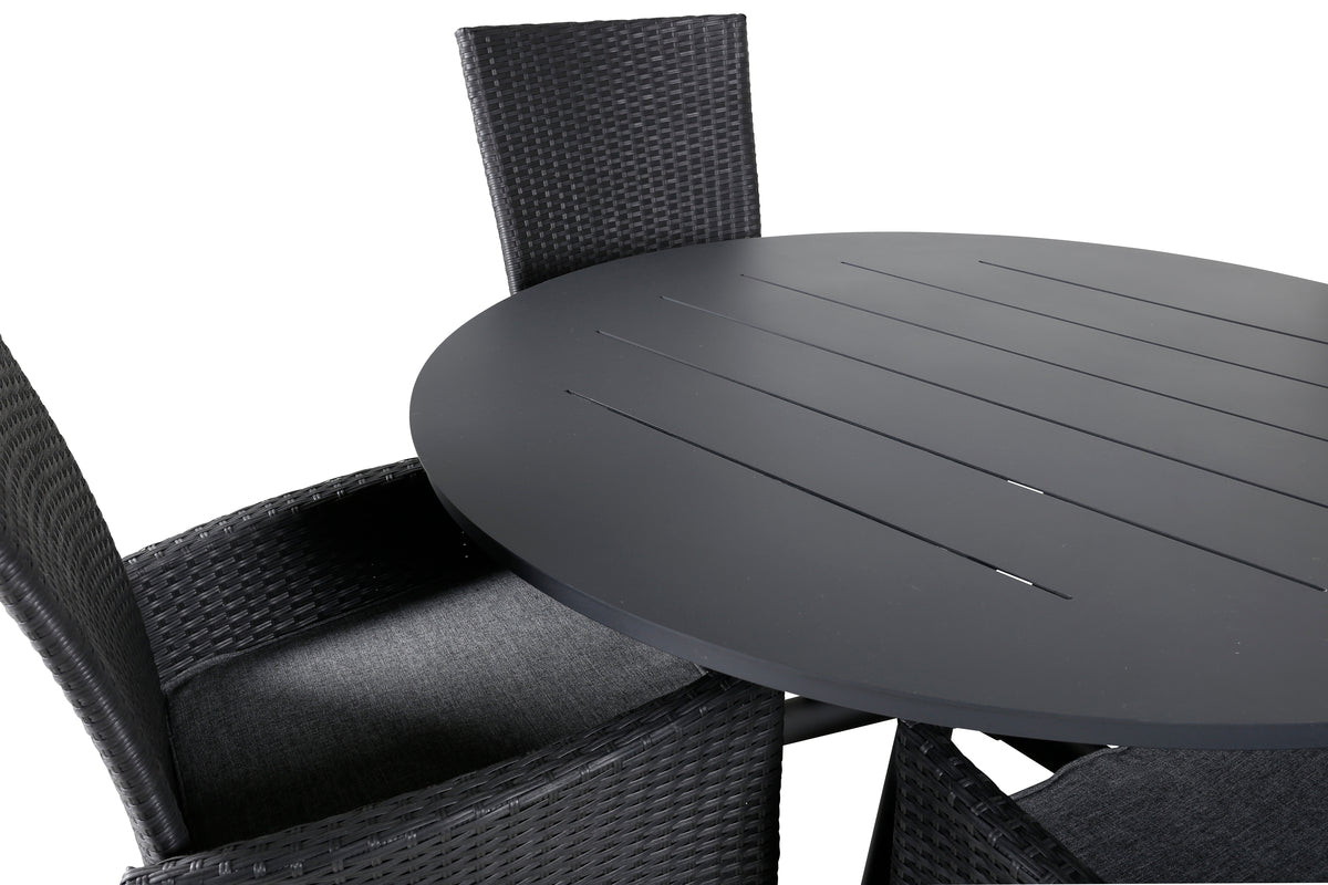 Venture Design Alma & Padova Matbord ⌀120 + Reclinerstolar Svart