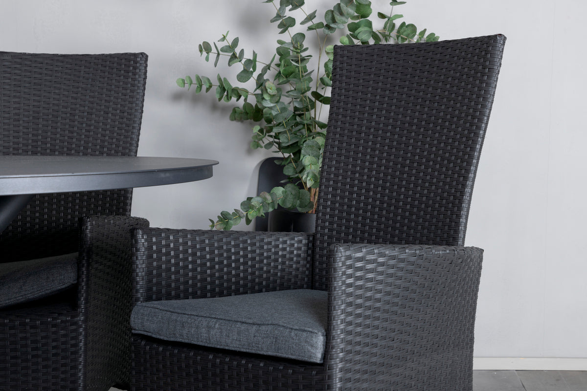 Venture Design Alma & Padova Matbord ⌀120 + Reclinerstolar Svart