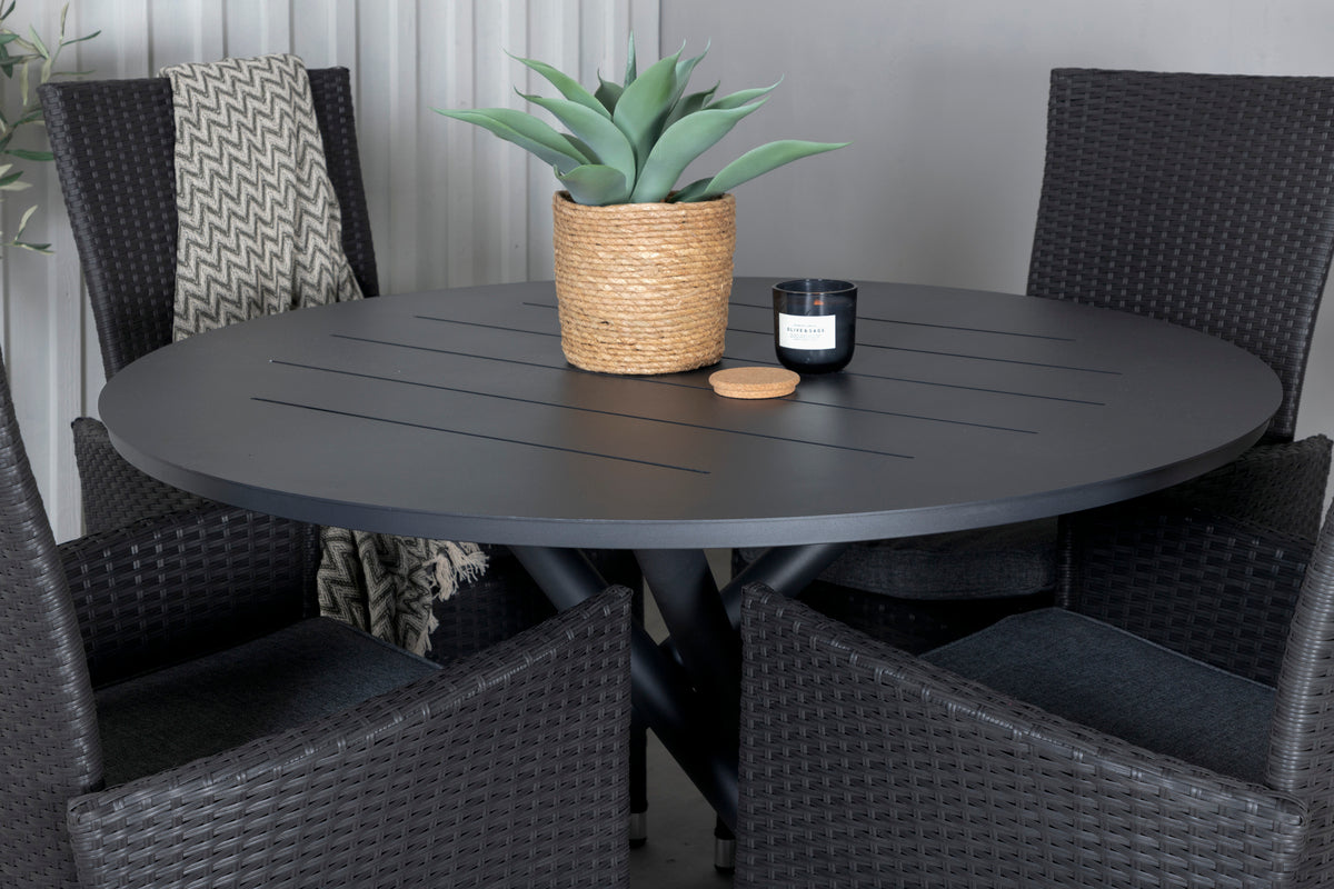 Venture Design Alma & Padova Matbord ⌀120 + Reclinerstolar Svart