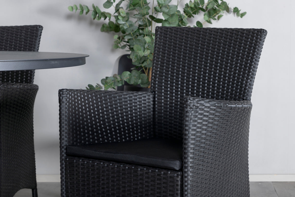Venture Design Alma & Knick Matbord ⌀120 + Matstolar Svart
