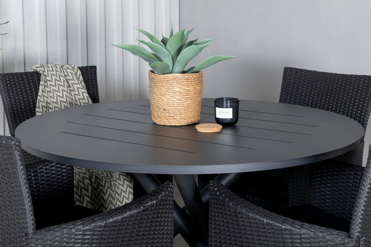 Venture Design Alma & Knick Matbord ⌀120 + Matstolar Svart