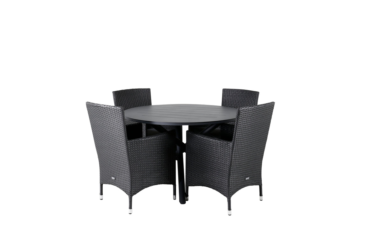 Venture Design Alma & Malin Matbord ⌀120 + Matstolar Svart