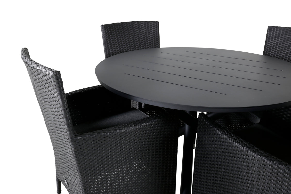 Venture Design Alma & Malin Matbord ⌀120 + Matstolar Svart