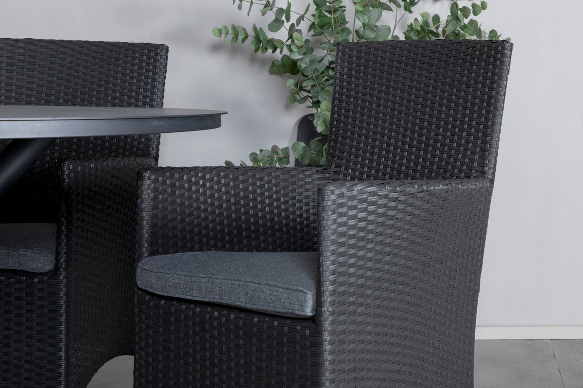 Venture Design Alma & Malin Matbord ⌀120 + Matstolar Svart