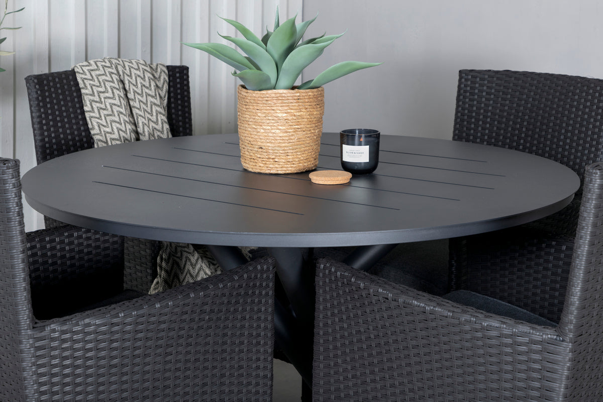 Venture Design Alma & Malin Matbord ⌀120 + Matstolar Svart