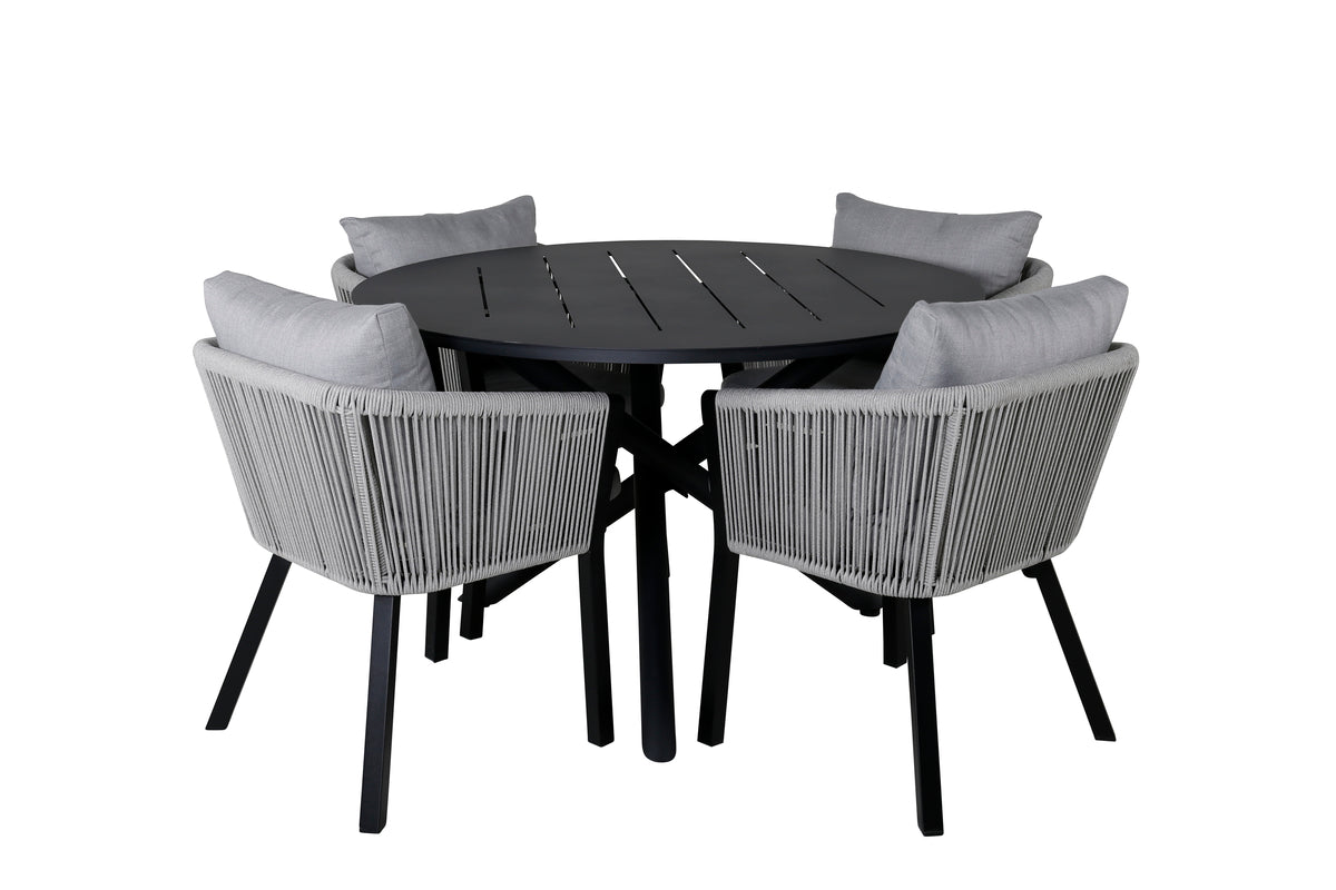 Venture Design Alma & Virya Matbord ⌀120 + Matstolar Grå