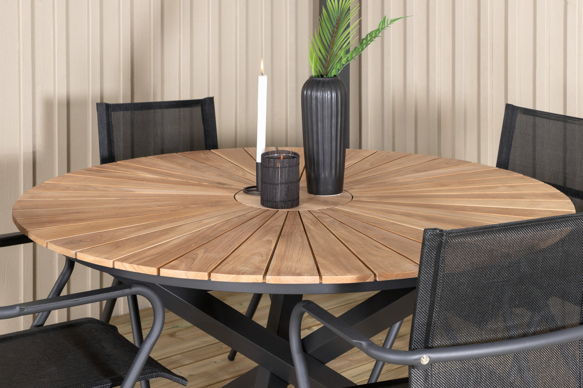 Venture Design Alina & Mexico Matstolar Svart + Matbord ⌀140