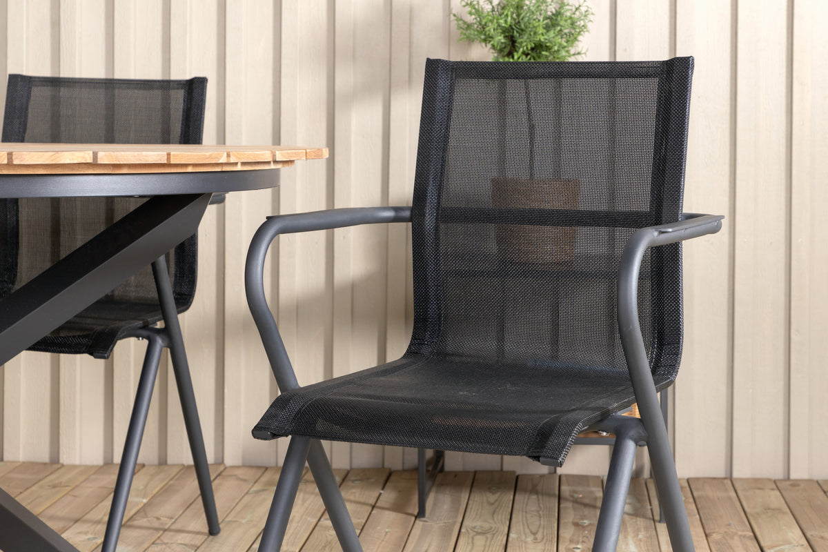 Venture Design Alina & Mexico Matstolar Svart + Matbord ⌀140