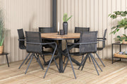 Venture Design Alina & Mexico Matstolar Svart + Matbord ⌀140