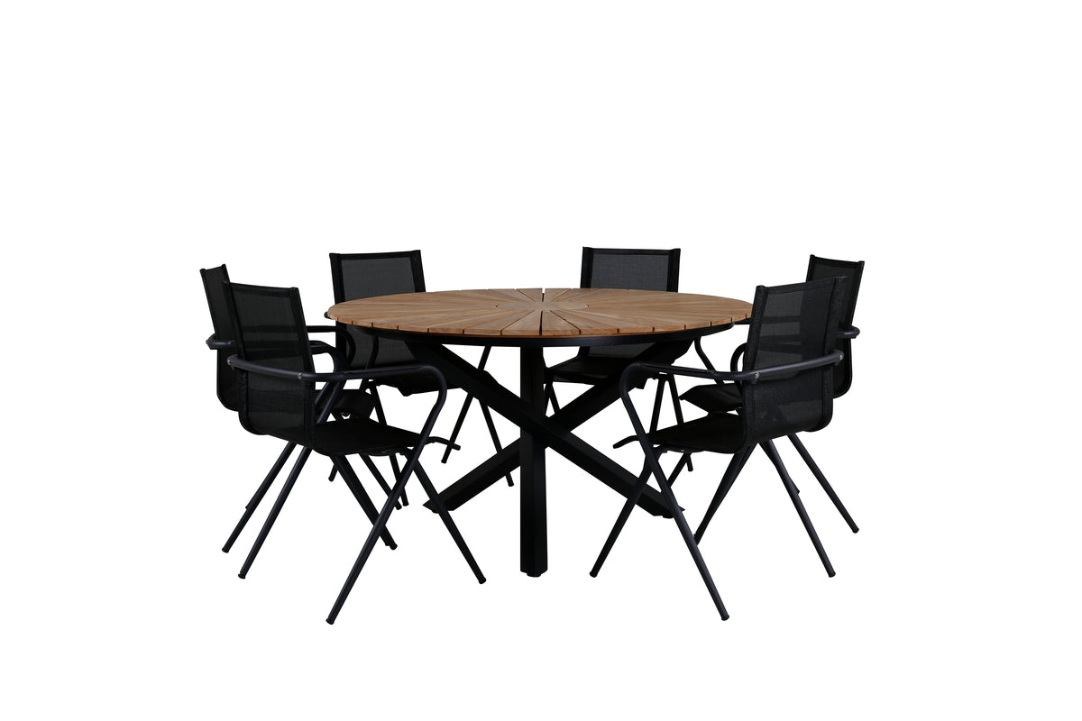 Venture Design Alina & Mexico Matstolar Svart + Matbord ⌀140