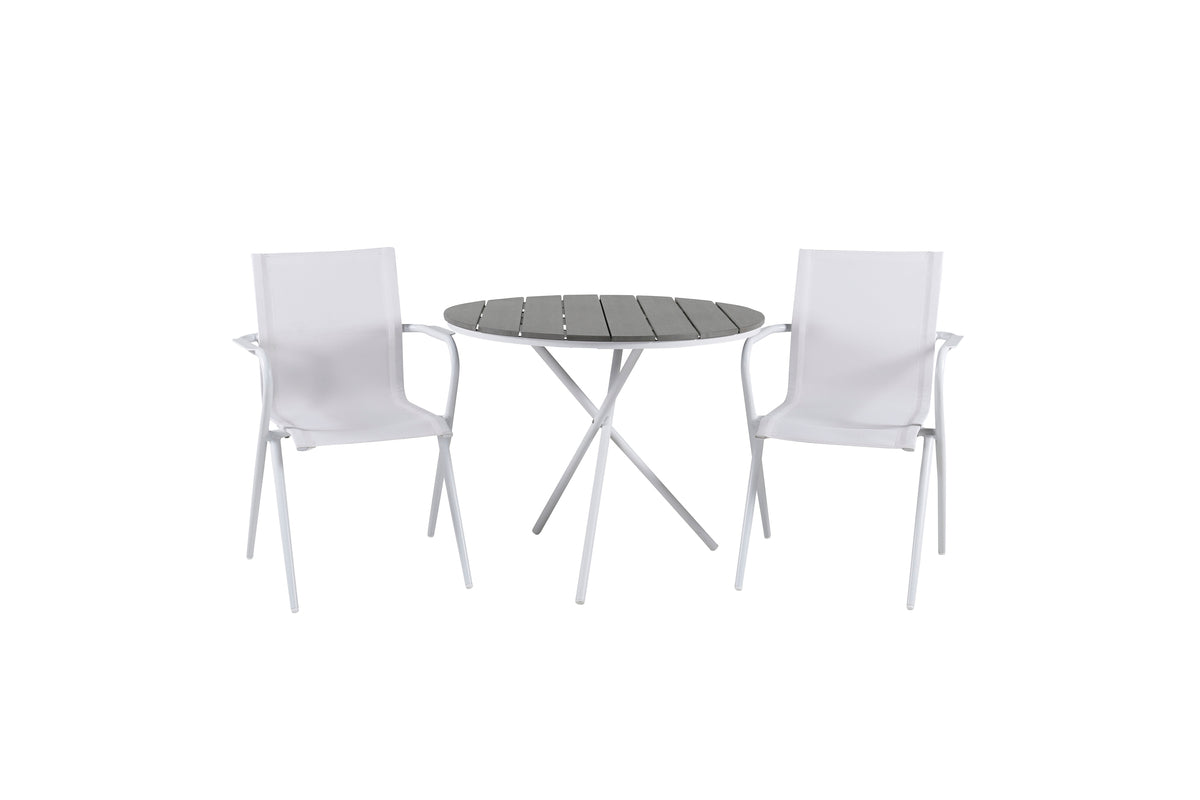Venture Design Alina & Parma Matstolar Vit + Cafébord ⌀90