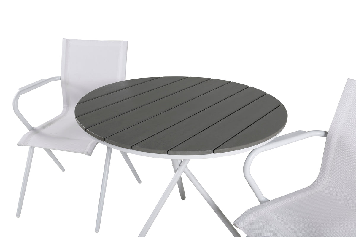 Venture Design Alina & Parma Matstolar Vit + Cafébord ⌀90