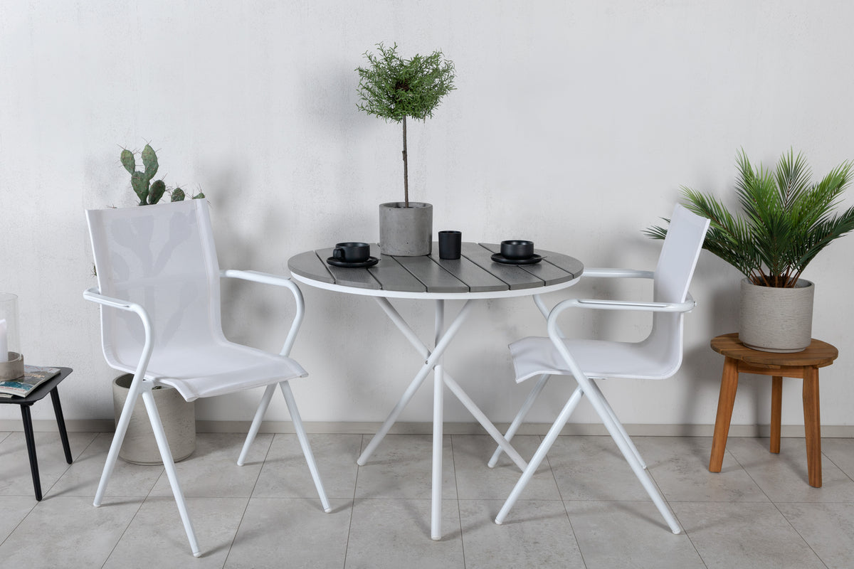Venture Design Alina & Parma Matstolar Vit + Cafébord ⌀90