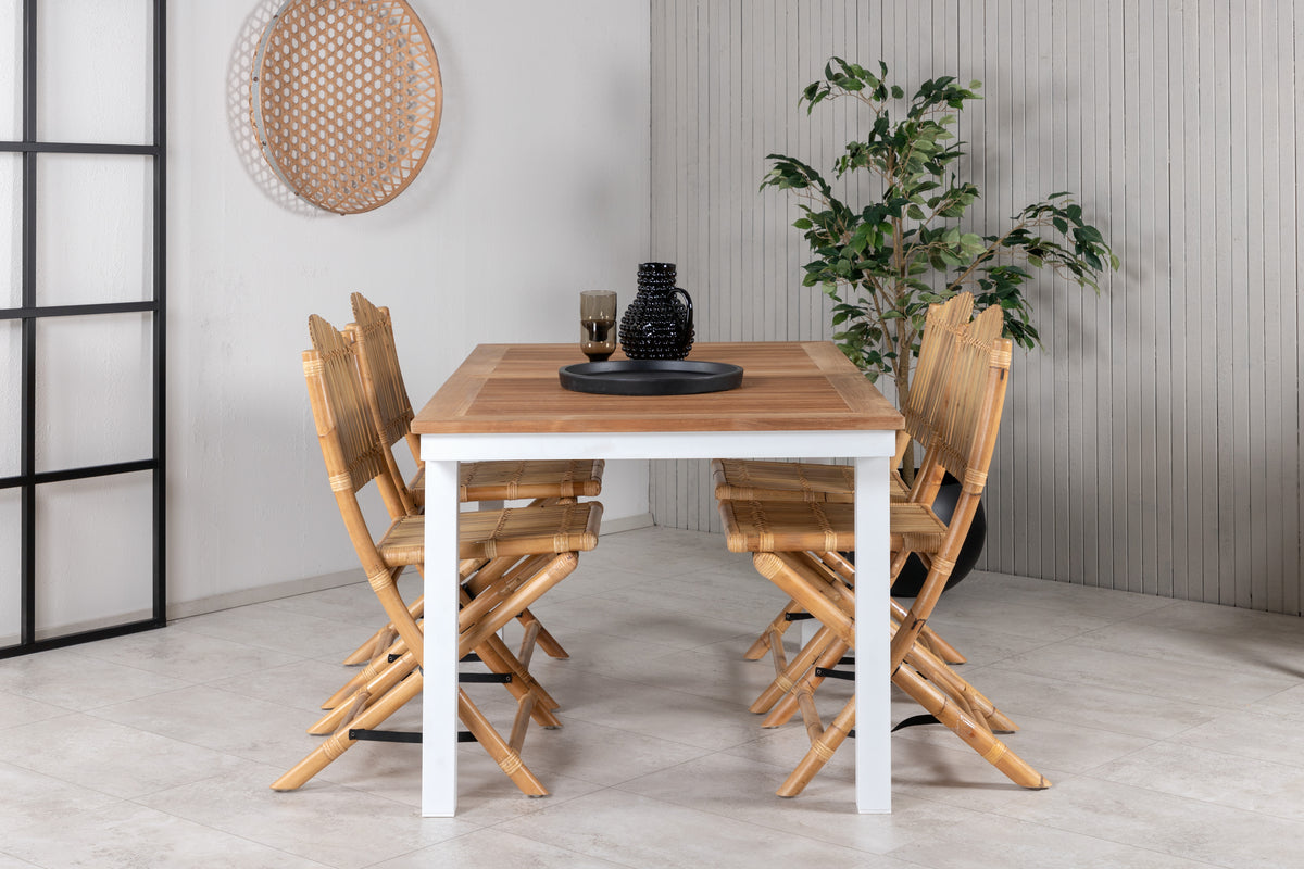 Venture Design Cane & Panama Caféstolar Natur + Matbord 160 x 90