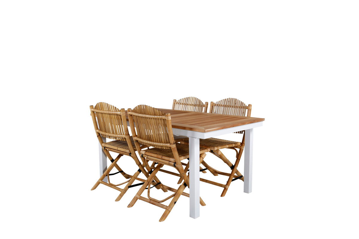 Venture Design Cane & Panama Caféstolar Natur + Matbord 160 x 90