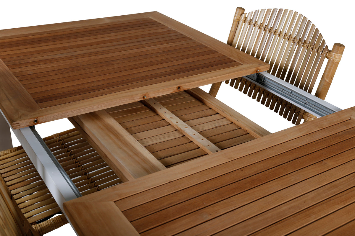 Venture Design Cane & Panama Caféstolar Natur + Matbord 160 x 90