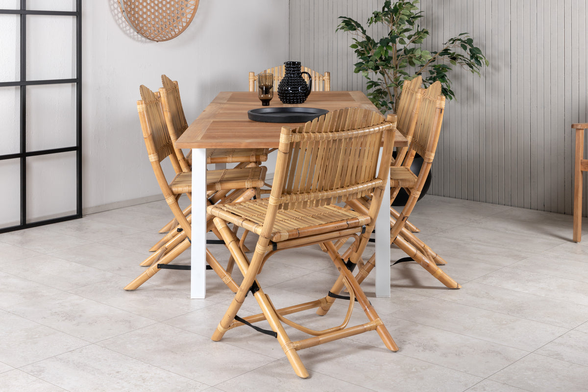 Venture Design Cane & Panama Caféstolar Natur + Matbord 160 x 90