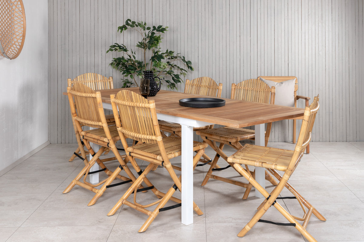 Venture Design Cane & Panama Caféstolar Natur + Matbord 160 x 90