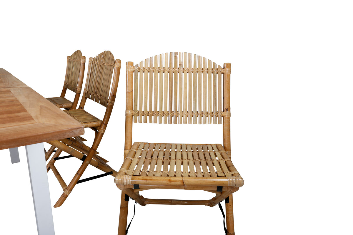 Venture Design Cane & Panama Caféstolar Natur + Matbord 160 x 90