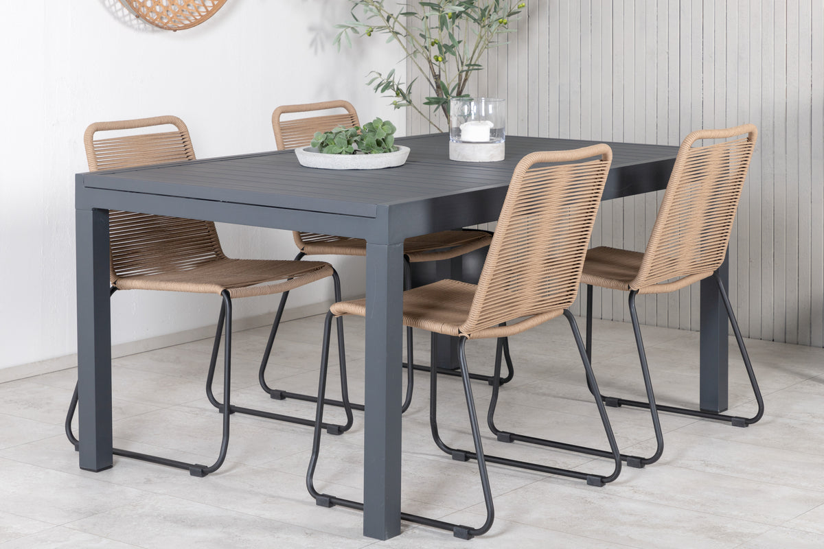 Venture Design Lindos & Marbella Matstolar Brun + Matbord 160x100x75