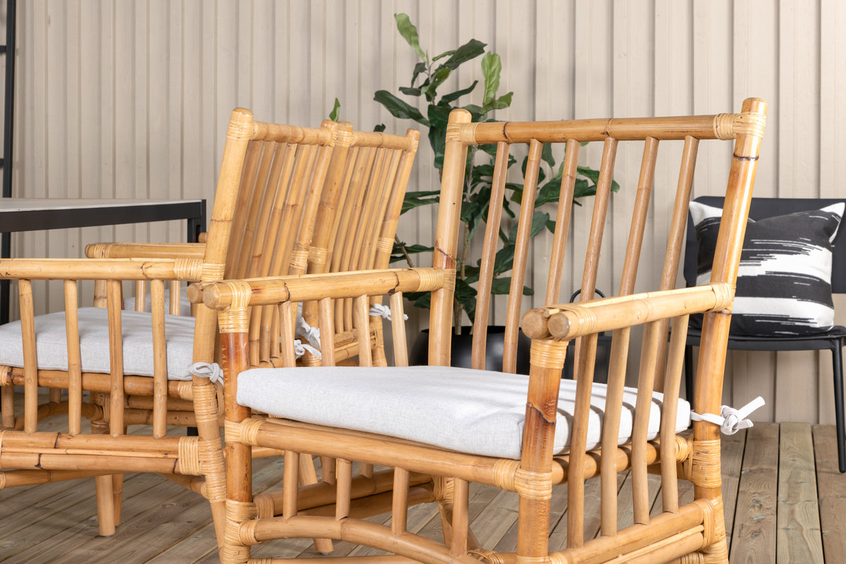 Venture Design Cane & Texas Caféstolar Natur + Matbord 200x100