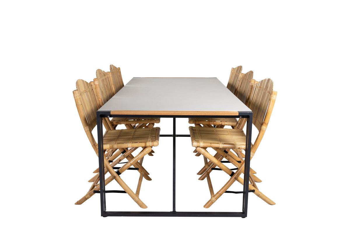 Venture Design Cane & Texas Caféstolar Natur + Matbord 200x100