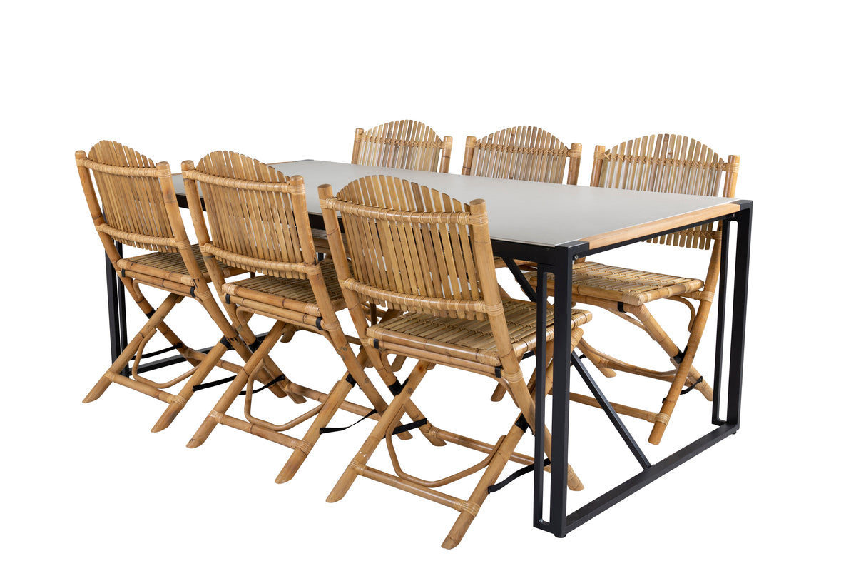 Venture Design Cane & Texas Caféstolar Natur + Matbord 200x100