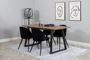 Venture Design Velvet & Inca Matstolar 2-pack Svart + Rektangulära Matbord 160 x 85 Valnöt