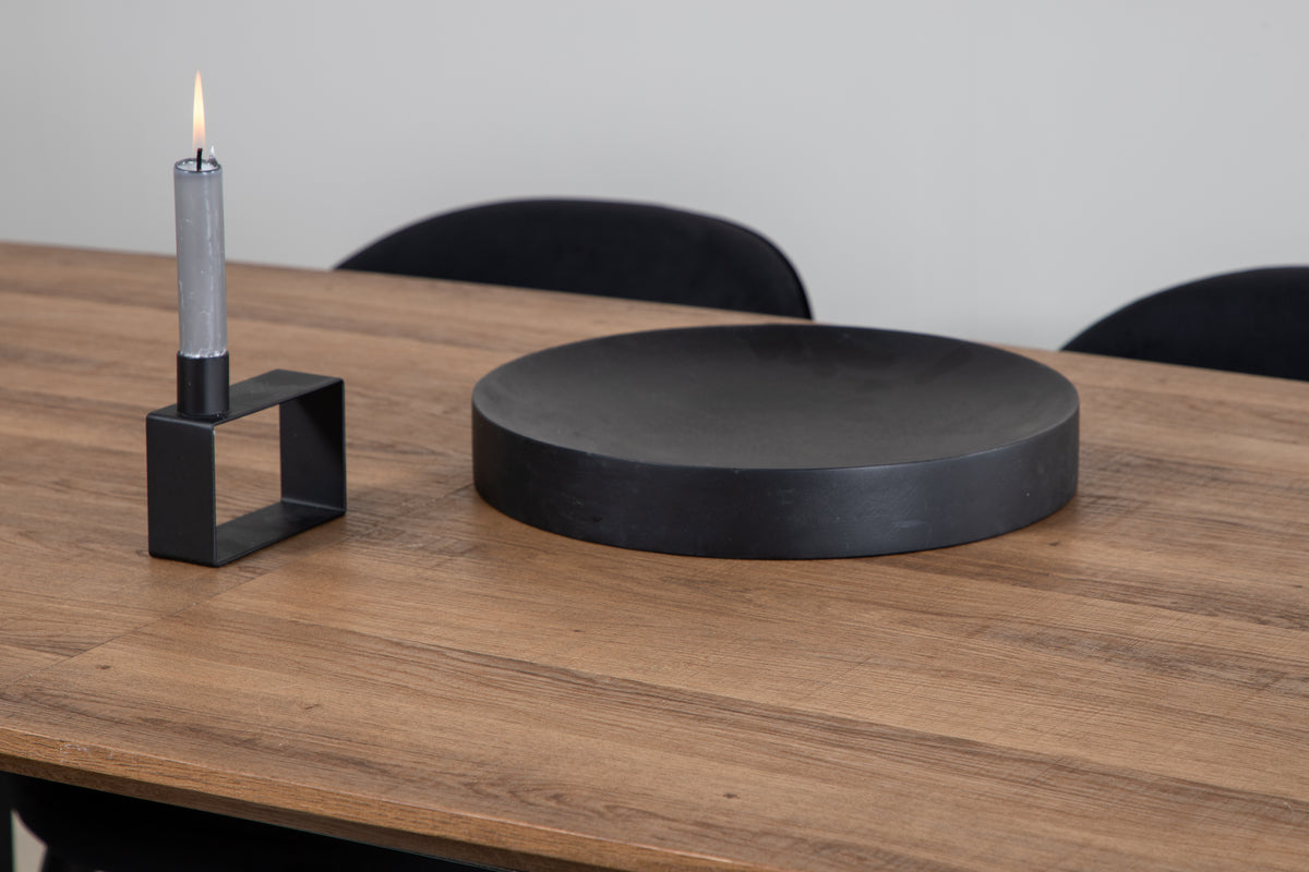 Venture Design Velvet & Inca Matstolar 2-pack Svart + Rektangulära Matbord 160 x 85 Valnöt