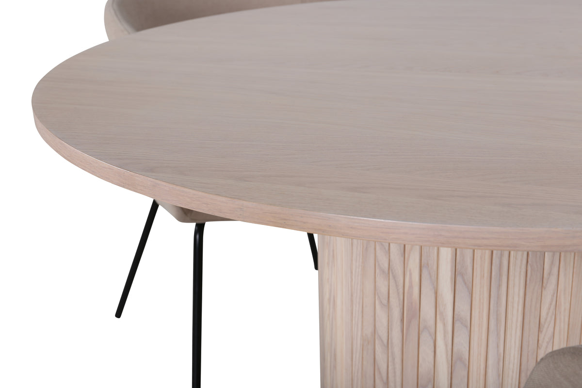 Venture Design Berit & Bianca Matstolar Beige + Runda Matbord ⌀110 Vitputsad