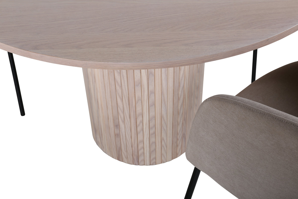 Venture Design Berit & Bianca Matstolar Beige + Runda Matbord ⌀110 Vitputsad