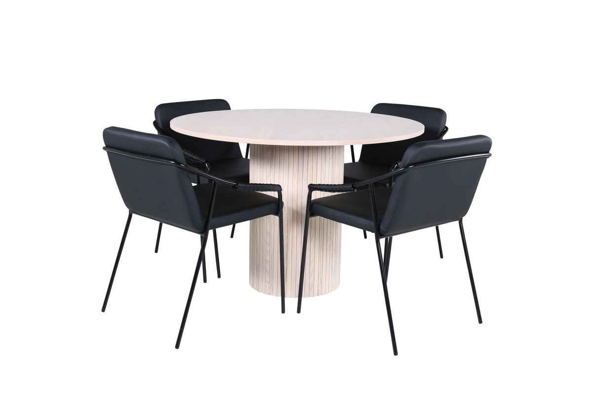 Venture Design Tvist & Bianca Matstolar Svart + Matbord ⌀110