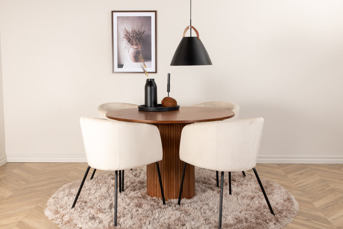 Venture Design Berit & Bianca Matstolar Beige + Matbord ⌀110
