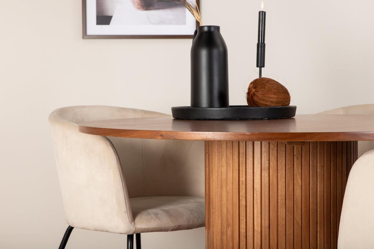 Venture Design Berit & Bianca Matstolar Beige + Matbord ⌀110