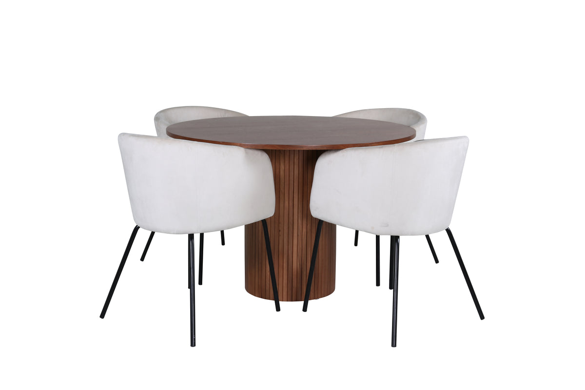 Venture Design Berit & Bianca Matstolar Beige + Matbord ⌀110