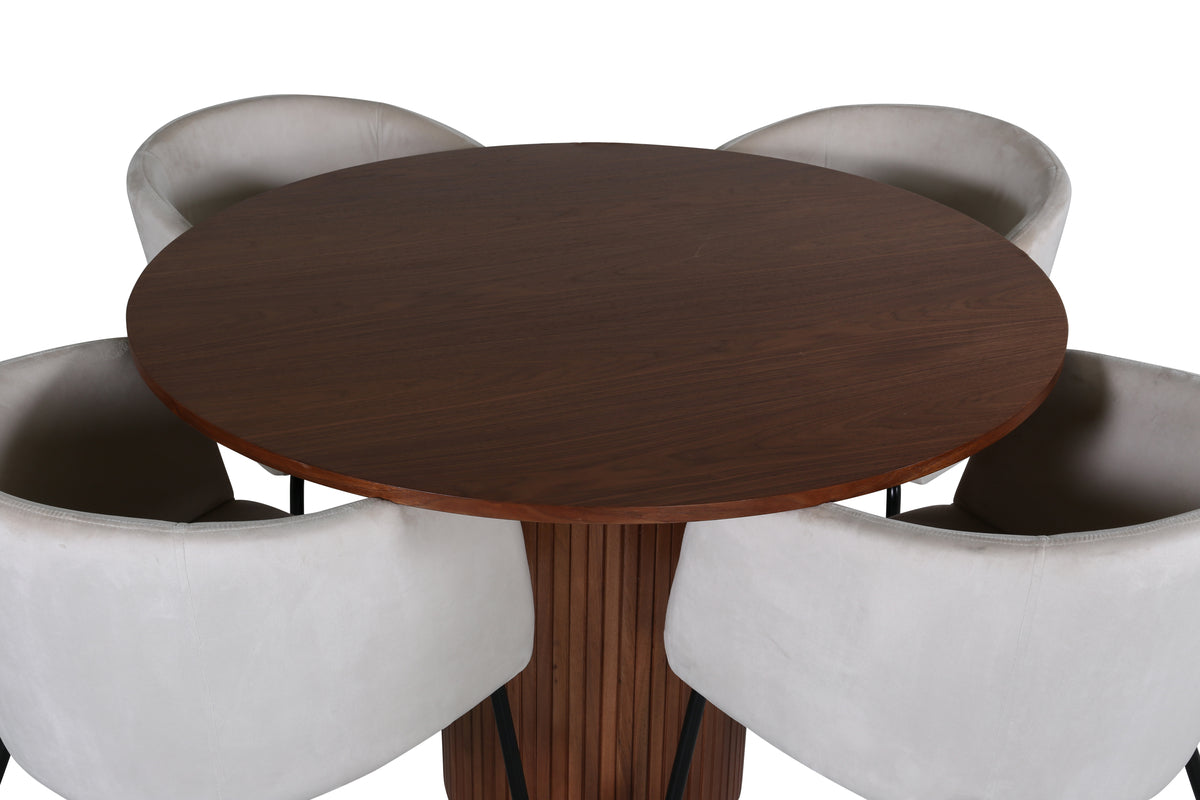 Venture Design Berit & Bianca Matstolar Beige + Matbord ⌀110