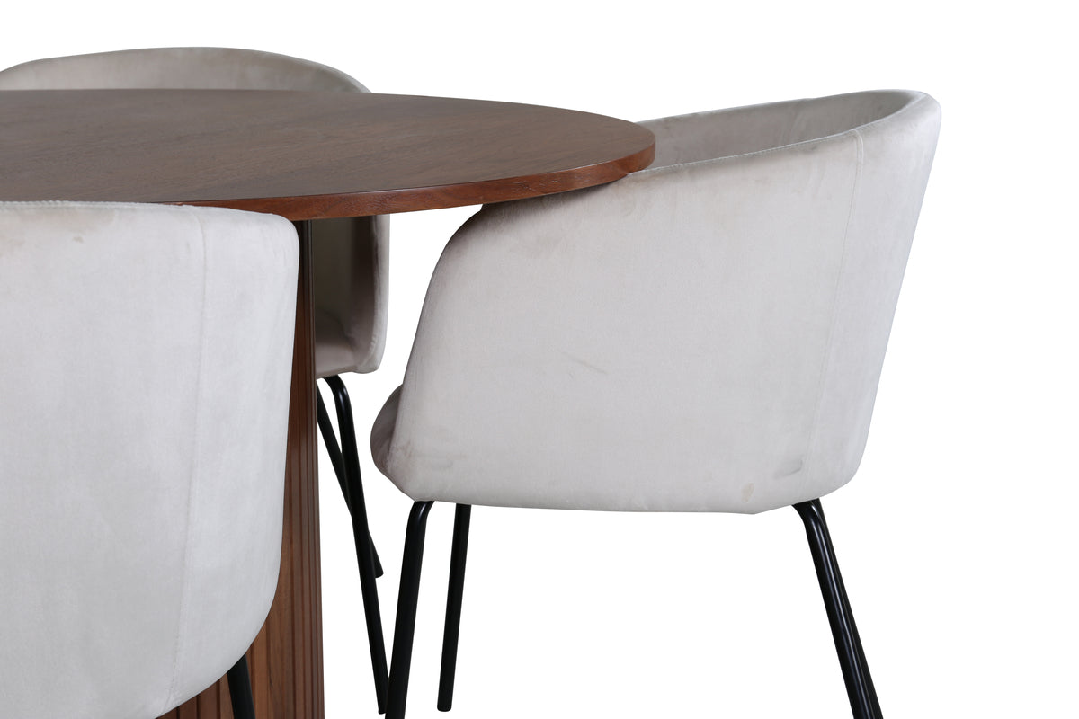 Venture Design Berit & Bianca Matstolar Beige + Matbord ⌀110