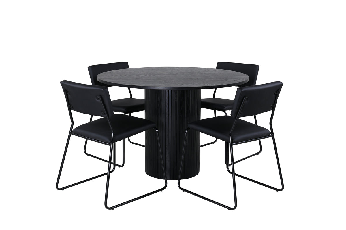 Venture Design Kenth & Bianca Matstolar 2-pack Svart + Runda Matbord ⌀110 Svart