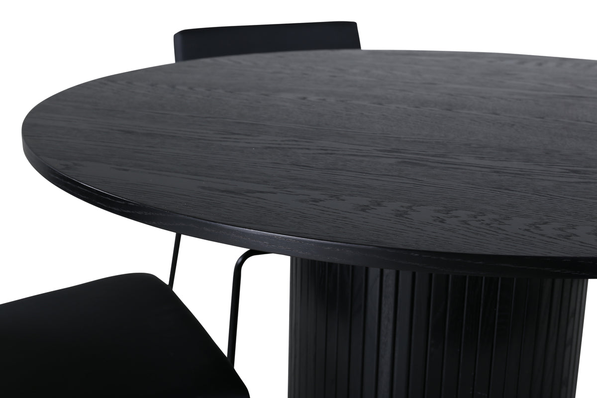 Venture Design Kenth & Bianca Matstolar 2-pack Svart + Runda Matbord ⌀110 Svart