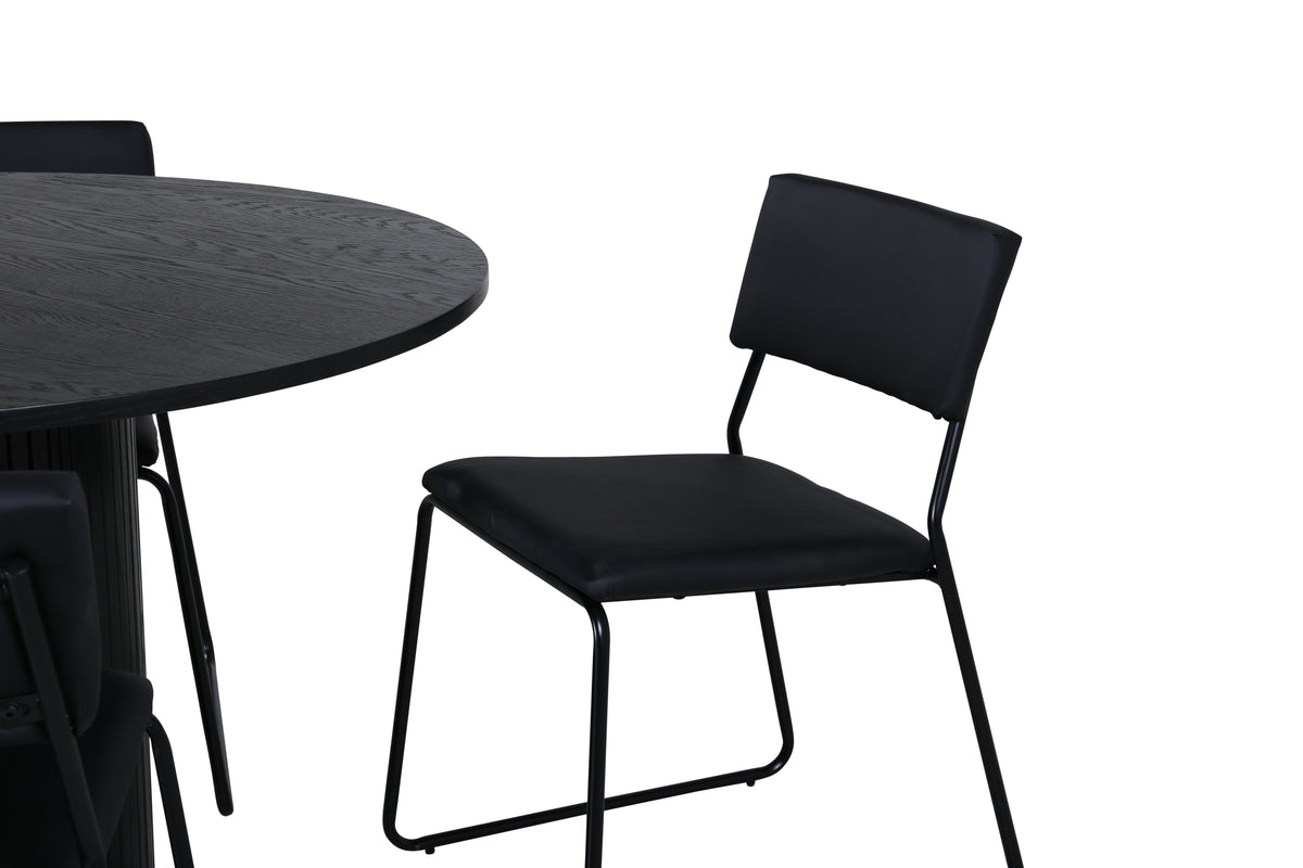 Venture Design Kenth & Bianca Matstolar 2-pack Svart + Runda Matbord ⌀110 Svart