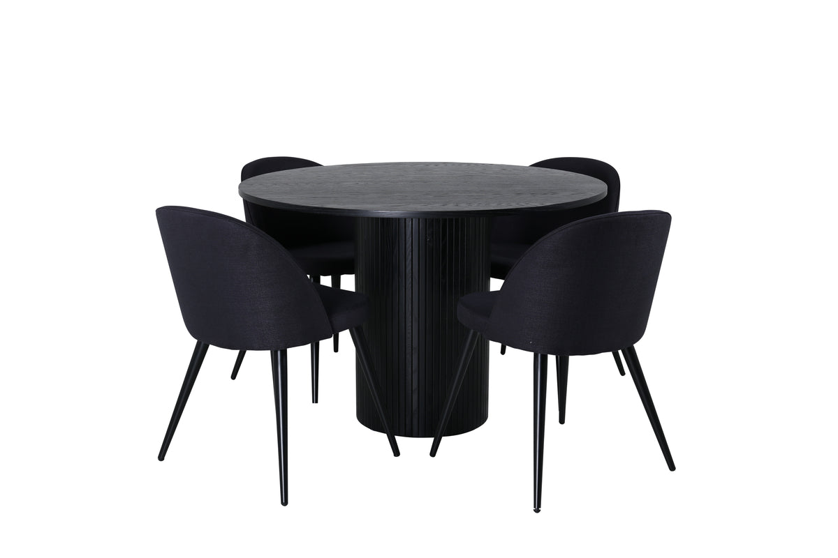 Venture Design Bianca & Velvet Runda Matbord ⌀110 Svart + Matstolar 2-pack Svart