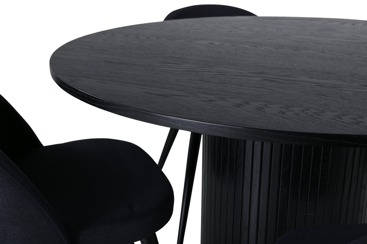 Venture Design Bianca & Velvet Runda Matbord ⌀110 Svart + Matstolar 2-pack Svart