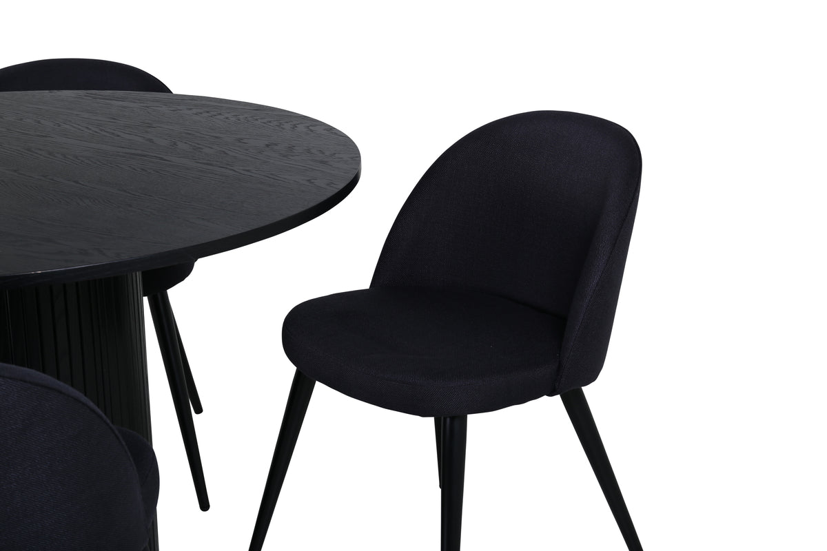 Venture Design Bianca & Velvet Runda Matbord ⌀110 Svart + Matstolar 2-pack Svart
