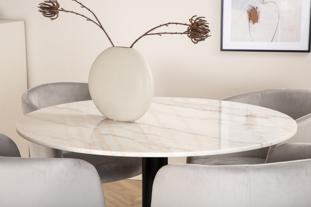 Venture Design Berit & Estelle Matstolar Grå + Matbord ⌀106