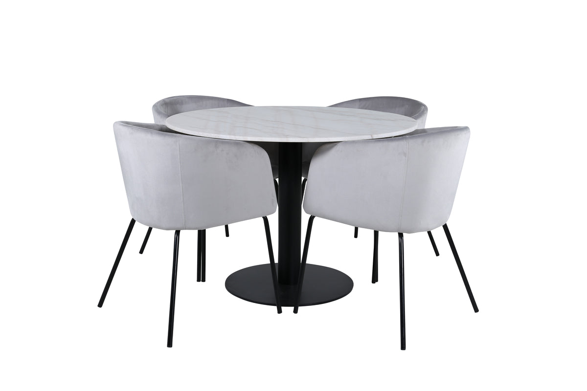 Venture Design Berit & Estelle Matstolar Grå + Matbord ⌀106