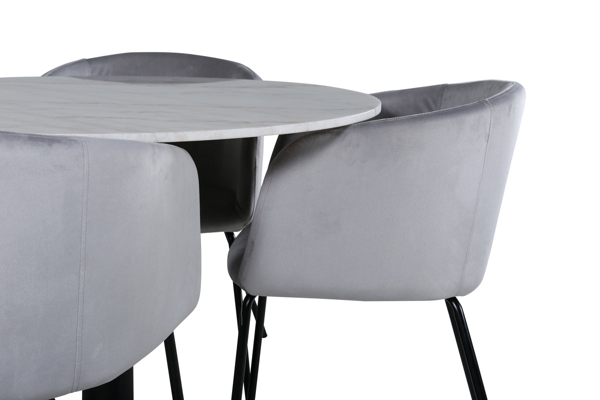 Venture Design Berit & Estelle Matstolar Grå + Matbord ⌀106