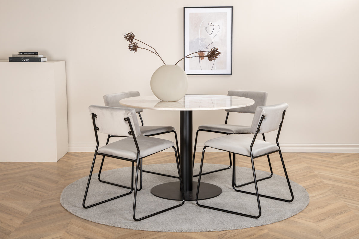 Venture Design Kenth & Estelle Matstolar Grå + Matbord ⌀106